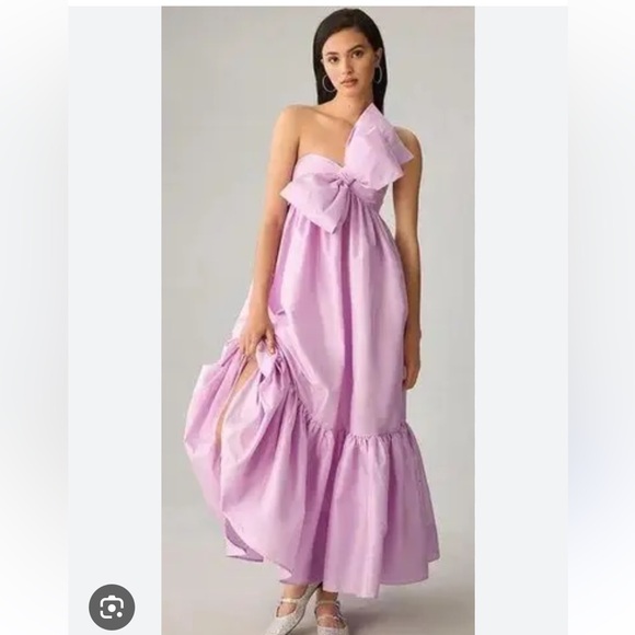 Lavender/lilac maxi dress with bow detail - Picture 2 of 3